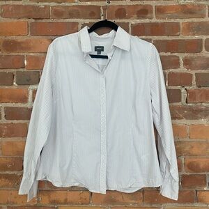 Grey white button up shirt